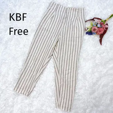 KBF 테이퍼드 팬츠 스트라이프 화이트 허리밴딩 하이웨스트 4952
