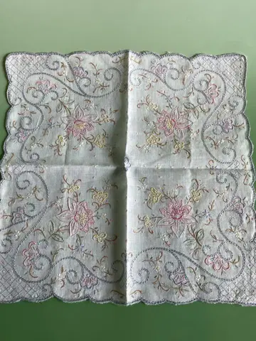 스와토우 손자수 컬러 손수건 빈티지