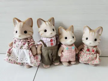 단종 초기 실바니안 패밀리 얼룩 고양이 가족 레트로