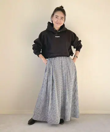 COUDRE 깅엄 체크 롱 스커트