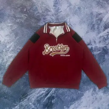 Brooklyn 맨투맨 하프 지퍼 레드 vintage 아메카지