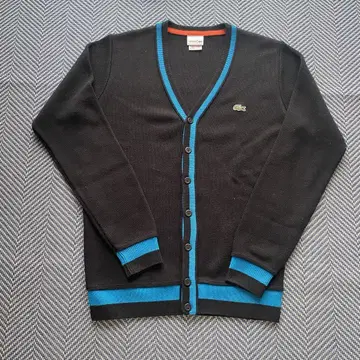 LACOSTE V넥 가디건 사이즈 3 블랙/파랑
