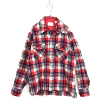 Sears : 70년대 80년대 옴브레 체크 오픈 카라 울 셔츠