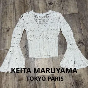 KEITA MARUYAMA 레이스 뜨개 플레어 소매 가디건 24A483