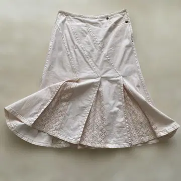 플레어 스커트 비대칭 옅은 복숭아색