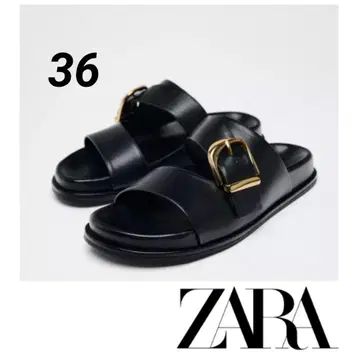 ZARA 버클 플랫 샌들 36 완판템