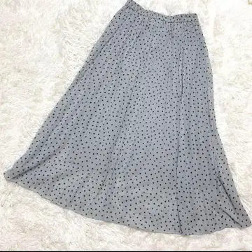 GU 새상품급 플라워 도트 플리츠 스커트 미니 꽃무늬 쉬폰 그레이 (M)