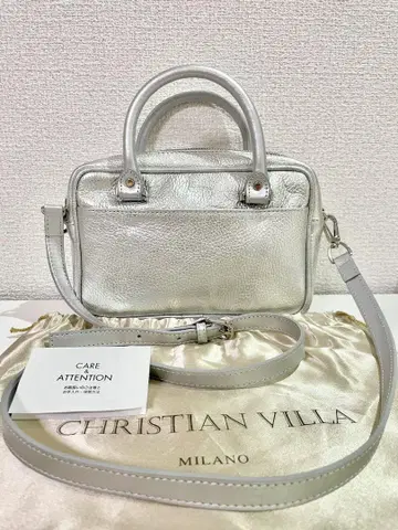 CHRISTIAN VILLA 실버 가죽 백