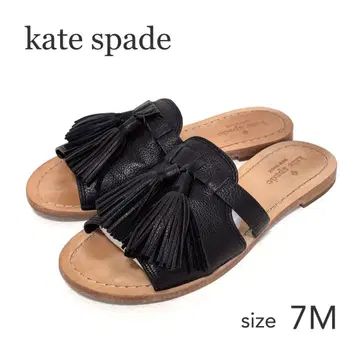 kate spade 케이트 스페이드 가죽 태슬 샌들 플랫 블랙