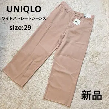 새상품 완판템 UNIQLO 와이드 스트레이트 청바지 29 핑크