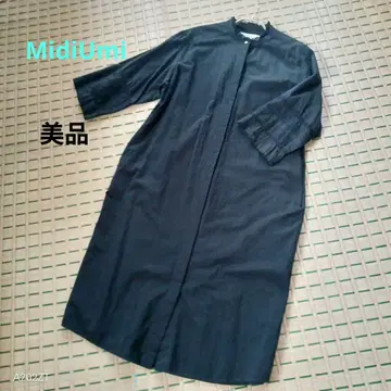 MidiUmi 소매 레이스가 세련된 롱 셔츠 원피스 7부 소매 새상품급