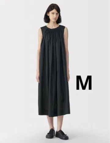MUJI Labo 라미 슬리브리스 턱 원피스 블랙 M