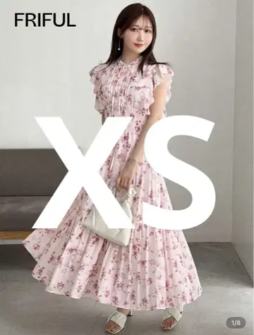FRIFUL 꽃무늬 반팔 미디 기장 원피스 썸머 드레스 XS