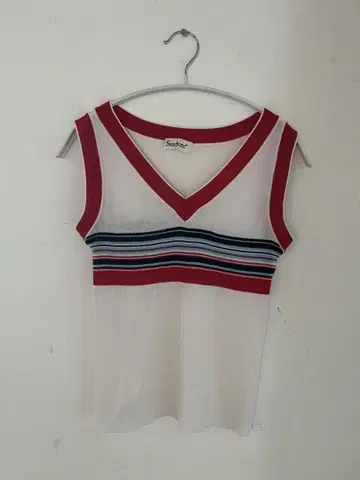 vintage 빈티지 슬리브리스 V넥 상의