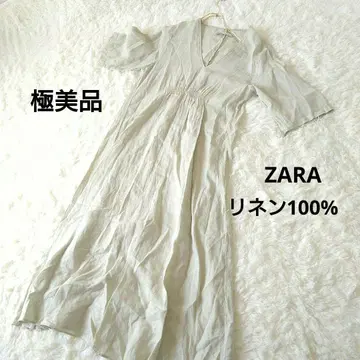 ZARA 자라 반팔 셔츠 원피스 린넨 100% 민트 그린