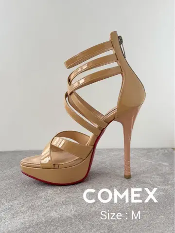COMEX 베이지 스트랩 하이힐 M