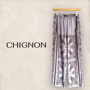 [ CHIGNON ] 페이즐리 무늬 팬츠 이지 팬츠 패턴 팬츠 허리밴딩