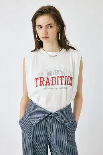 OVERLAPPING LOGOS 슬리브리스 TEE