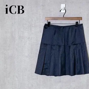 iCB 플리츠풍 플레어 스커트 울 안감 큐프라 출퇴근 사이즈 9(M)