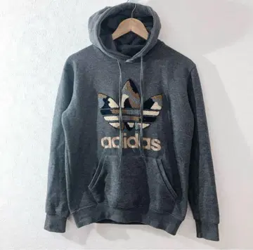 adidas 트레포일 카모플라쥬 후드티 후디 그레이 여성용 M 구제 의류