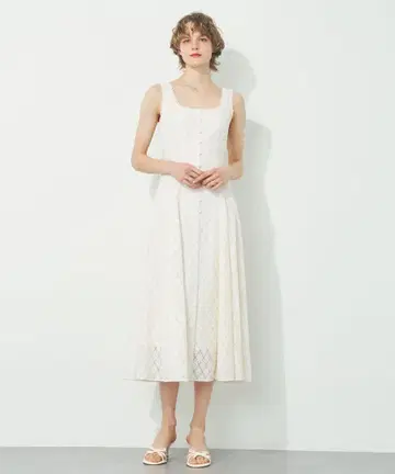DEICY 플라워 레이스 플레어 원피스 아이보리