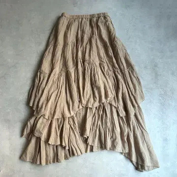 카사플라인 맥시 스커트 티어드 플레어 변형 워셔블 베이지