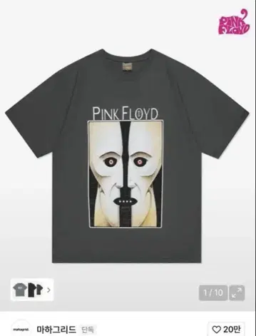 PINK FLOYD 아트 티셔츠 M 차콜 그레이