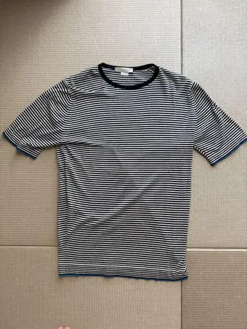 JOHN SMEDLEY 스트라이프 티셔츠 반팔 블루 라인