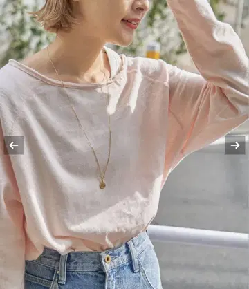 Spick & Span 코튼 슬라브 크루넥 풀오버 핑크