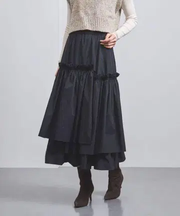 UNITED ARROWS P 티어드 스커트 BLACK 36