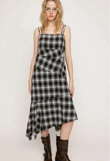 sly ASYMMETRY HEM CHECK 원피스 체크 원피스