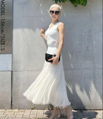 JENNE 리치 볼륨 오간자 스커트 M 화이트