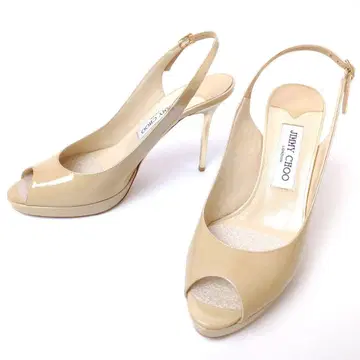 JIMMY CHOO 하이힐 에나멜 베이지 x 골드 핀힐 38