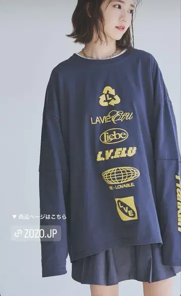 LA VIE ELU 프린트 레이어드 티셔츠 네이비