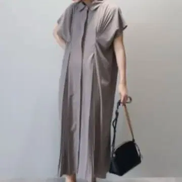 그레이지 프렌치 슬리브 셔츠 원피스