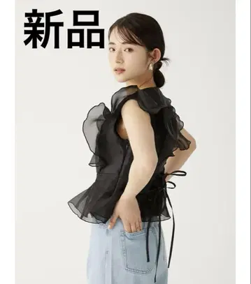Luan ORGANDY FRILL BLOUSE 블랙 검정