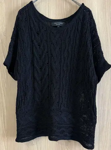 rag & bone 케이블 니트 반팔 상의
