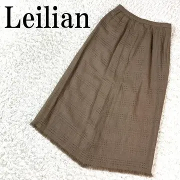 Leilian 레리안 롱 스커트 브라운 체크 7 B3889