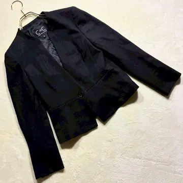 쿠 드 샹스 노카라 자켓 울 혼방 블랙 여성용 포멀 M