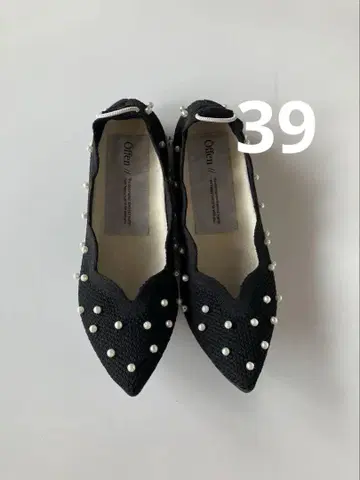 미사용 offen 스캘럽 펄 펌프스 블랙 39