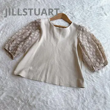 JILL STUART 바네사 자카드 슬리브 티셔츠 베이지