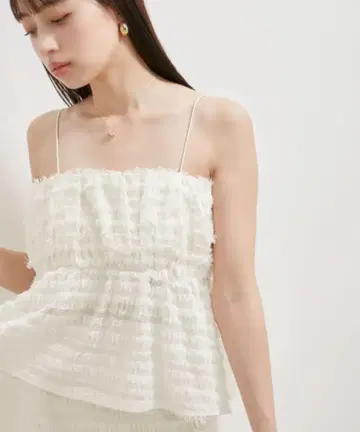 VIS [세탁 가능] 프린지 자카드 뷔스티에