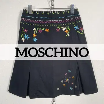 이탈리아제 MOSCHINO 꽃무늬 자수 나비 파피용 스티치 플레어 스커트