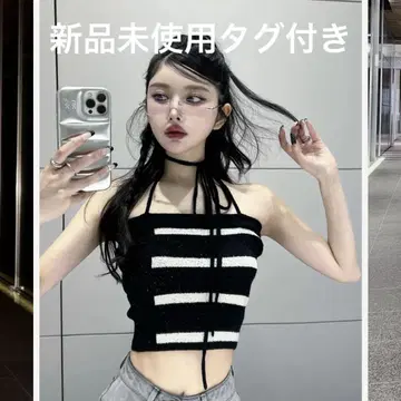 Darich 다리치 보더 베어 홀터 니트탑