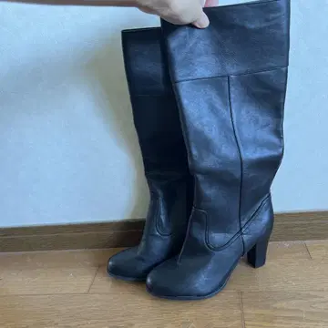 블랙 니하이 부츠 중간 힐