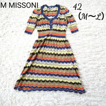 M MISSONI 엠미쏘니 멀티컬러 니트 원피스 반팔 린넨 블렌드