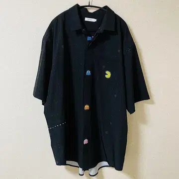 graniph 팩맨 자수 반팔 셔츠 XL 블랙