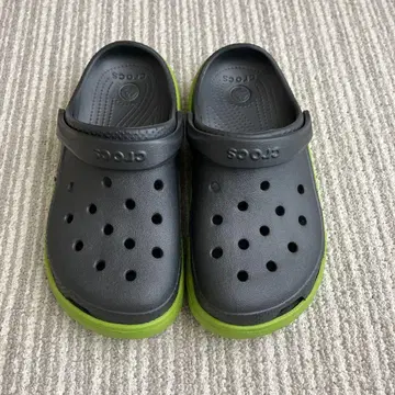 [미사용] crocs 블랙/그린 24cm