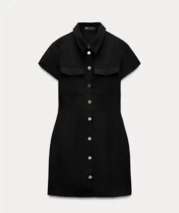 ZARA 골드 버튼 숏 기장 원피스