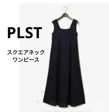 인기 시리즈 PLST 플라스테 면마 스퀘어넥 원피스 블랙 M